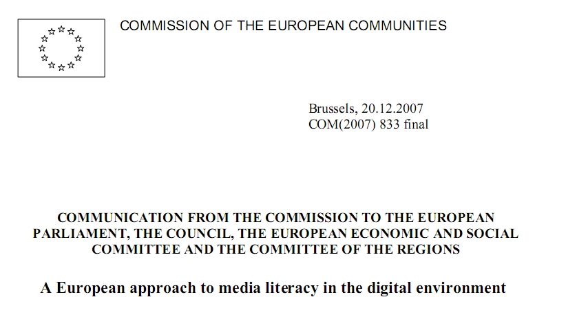 CELEX 52007DC0833 EN TXT.A European approach to media literacy in the digital environment 822x480 - رویکرد اروپایی برای سواد رسانه ای در محیط دیجیتال 2007